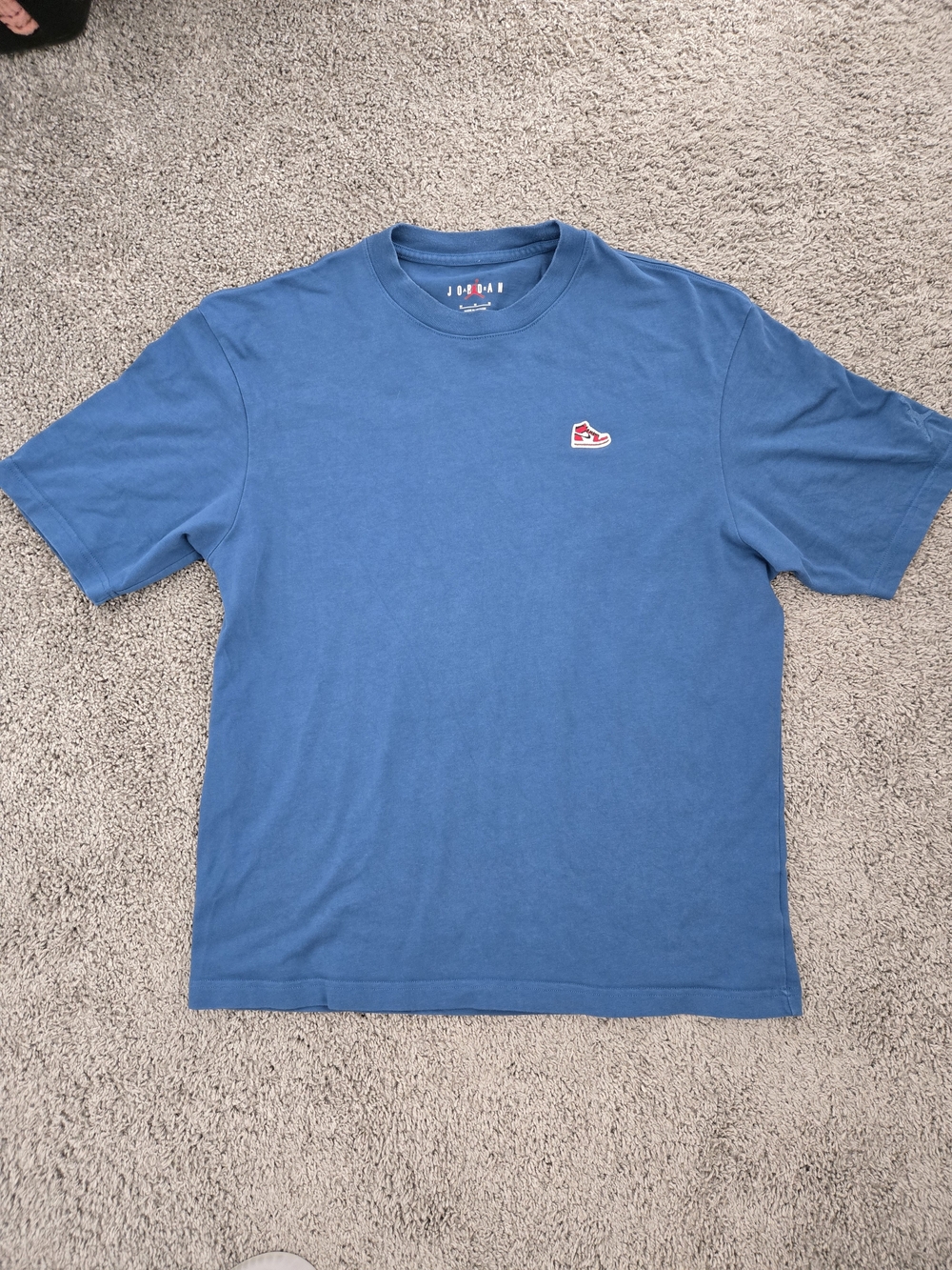 Jordan Short-Sleeve Crewneck Tee in Blue with Red Logo